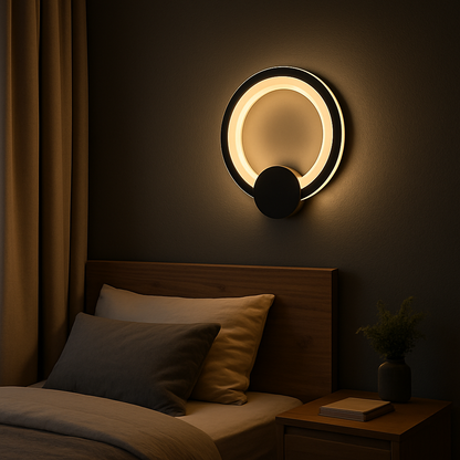Modern circular LED wall light for living room and bedroom walls